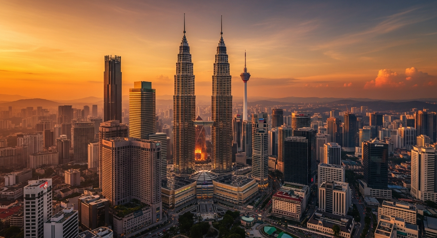 Kuala Lumpur Malaysia skyline at sunset